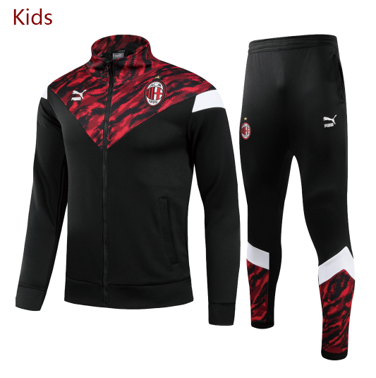 Kids 2021/22 AC Milan Black Red Training Suits Youth Jacket with Pants